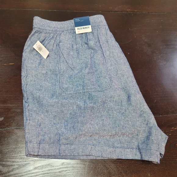 Old Navy Linen Shorts Womens Size 3XL Blue Flat Front Elastic Waist Pull On - Picture 12 of 16